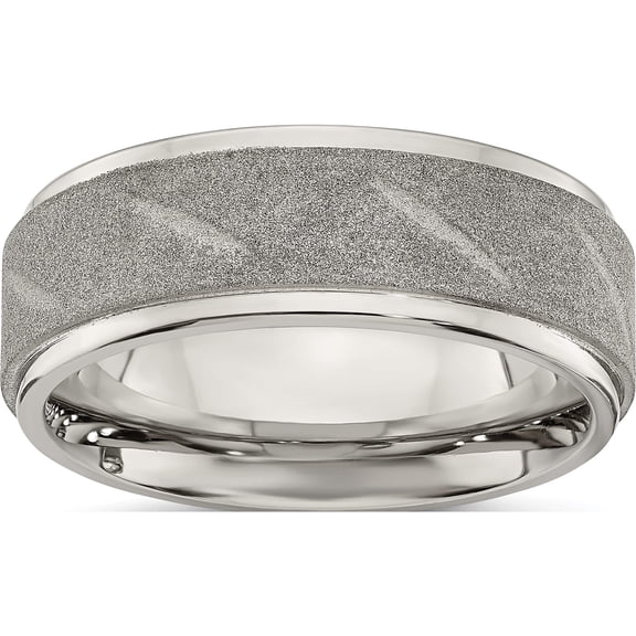 Stainless Steel Polished And Satin Ridged Edge 8mm Band (Size 8.5) Made In China sr662-8.5