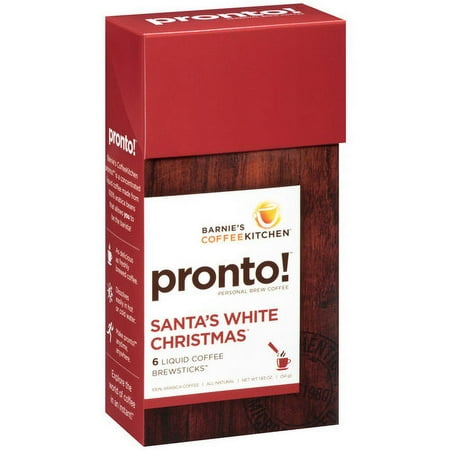 Barnie's CoffeeKitchen Pronto! Santa's White Christmas Liquid Coffee Brewsticks, 6 count, 1.83 oz