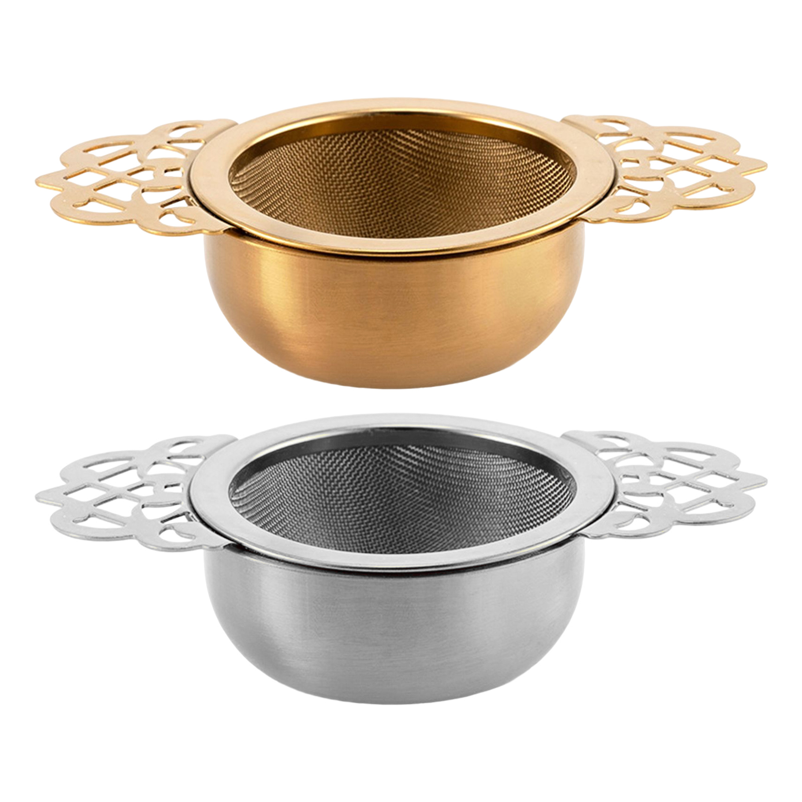 SPRING PARK 2Pcs Tea Strainers with Drip Bowls, Mesh Tea Infuser Stainless Steel Loose Leaf Tea