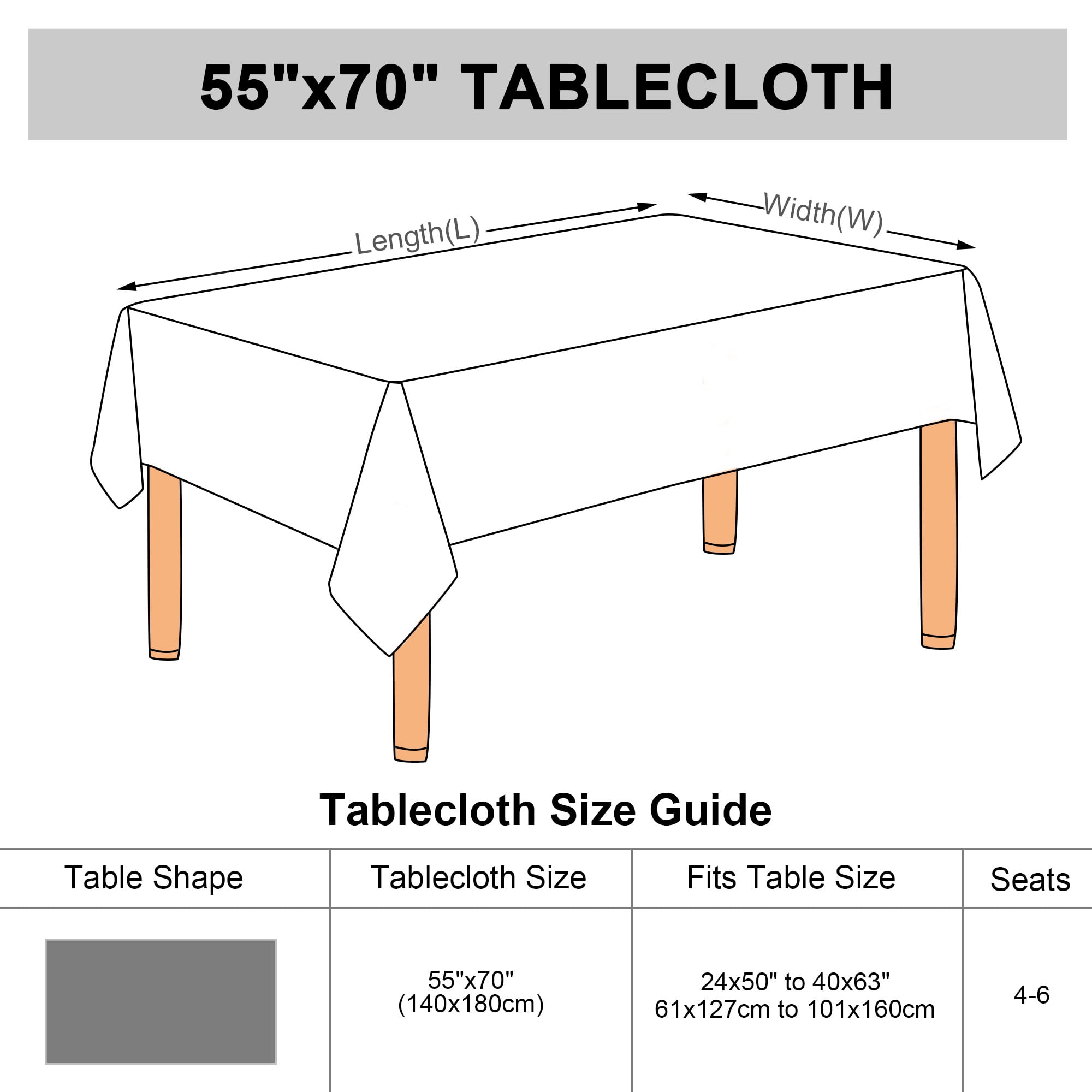 Unique Bargains Rectangle Tablecloth Washable Polyester Table Protector Black 71" x 55"