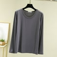 thumbnail image 2 of Womens V Neck Long Sleeve T-Shirts Cotton Casual Solid Color Tunic Tops Fall Fashion Trendy Loose Fit Outfits (Dark Gray XL), 2 of 6