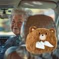 thumbnail image 6 of AuroraX Brown Tissue Box Cover Modern Cute Decorative Napkin Holder Hanging Funny Fleece Plush Bear Paper Organizer Dispenser for Car Headrest Decoration, 6 of 6