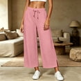 thumbnail image 5 of Hurxie Women's High Waist Pants Loose Cropped Palazzo Pants Casual Summer Beach Trouser Pink,M, 5 of 8
