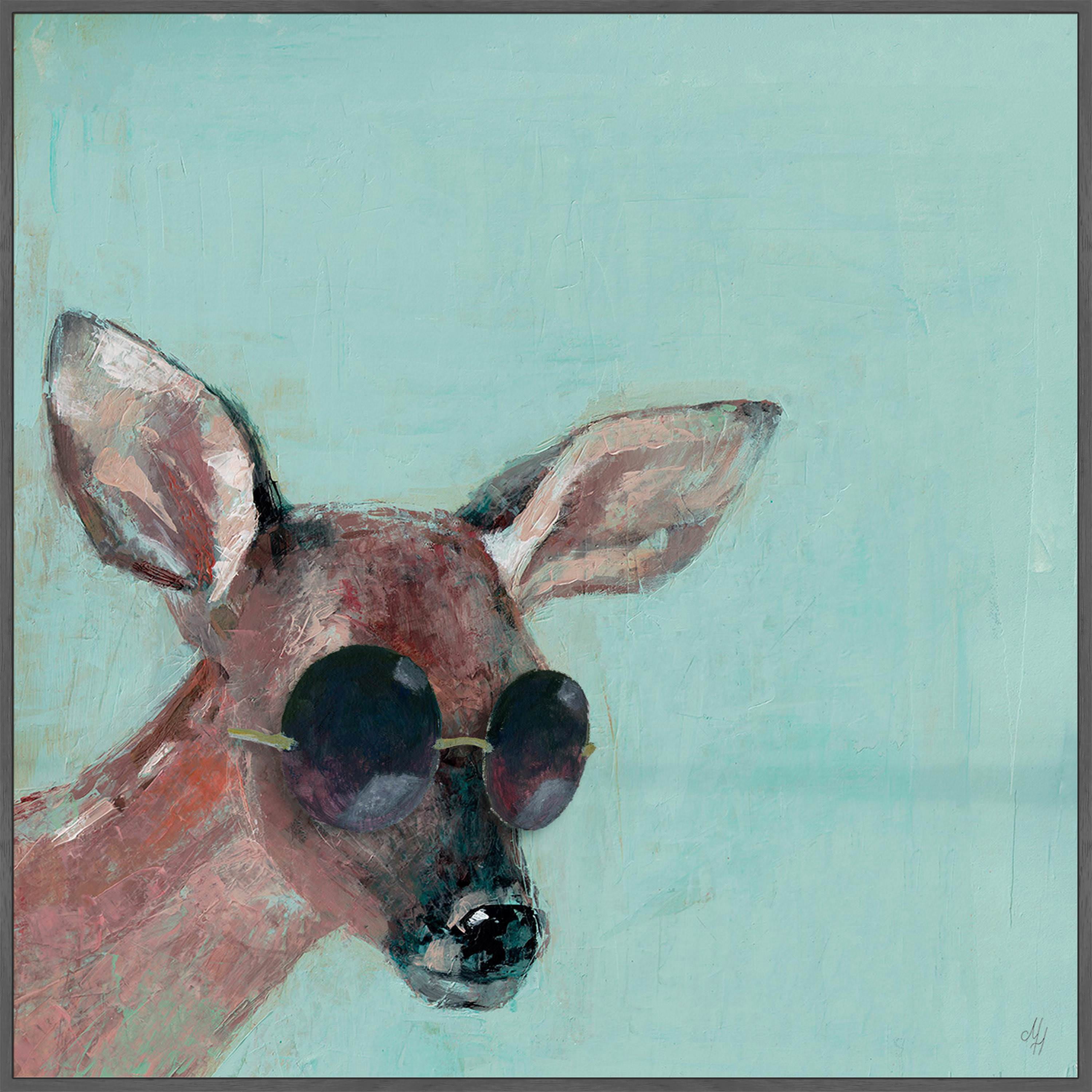 Trendy Deer Floater Framed Painting Print on Canvas