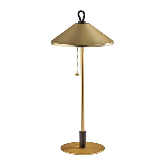 Adesso Kaden 19.75" 2-Light Pull Chain LED Brass Table Lamp with Tapered Metal Shade