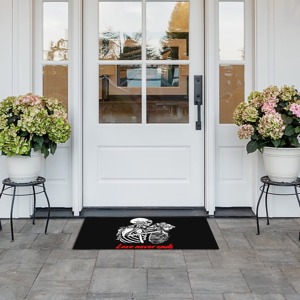 Teissuly Black Skull Valentine's Day Welcome Mat Entrance Bathroom Style Living Room Entrance Ottoman Teissuly WER202312024157