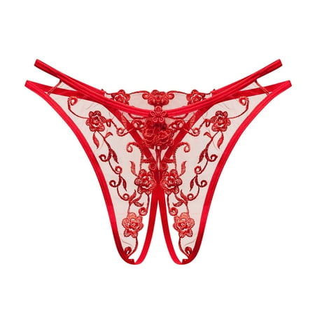 Mifelio Crotchless Panties for Women Pants Panties Thong Women Lace Ladies Thong Underwear Briefs Red