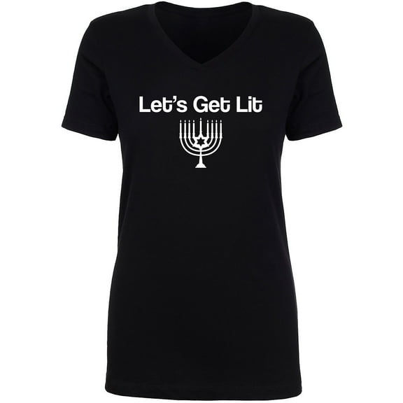 Let's Get Lit (Menorah) Womens V-Neck T-Shirt