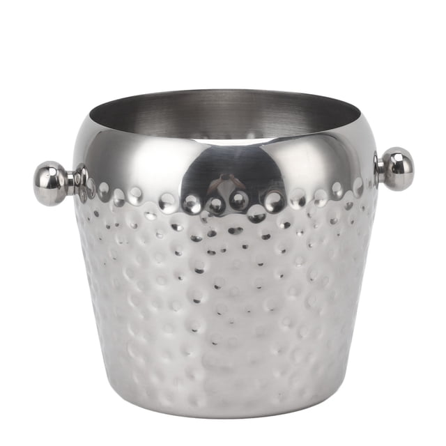 Cubo de hielo de acero inoxidable mini contenedor aislado para congelados para bar vino champán 1L plateado