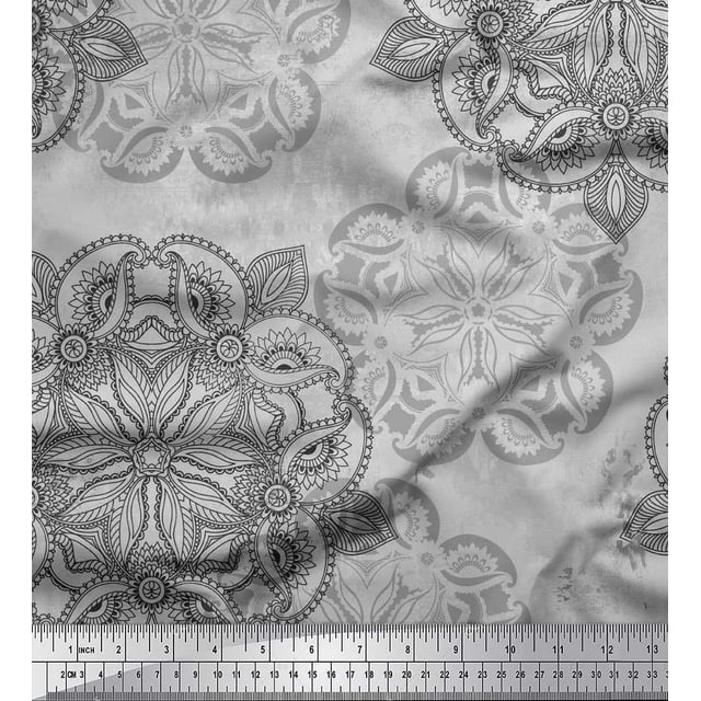 Soimoi Rayon Fabric Mandala & Paisley Ethnic Print Fabric by The Yard 42 Inch Wide
