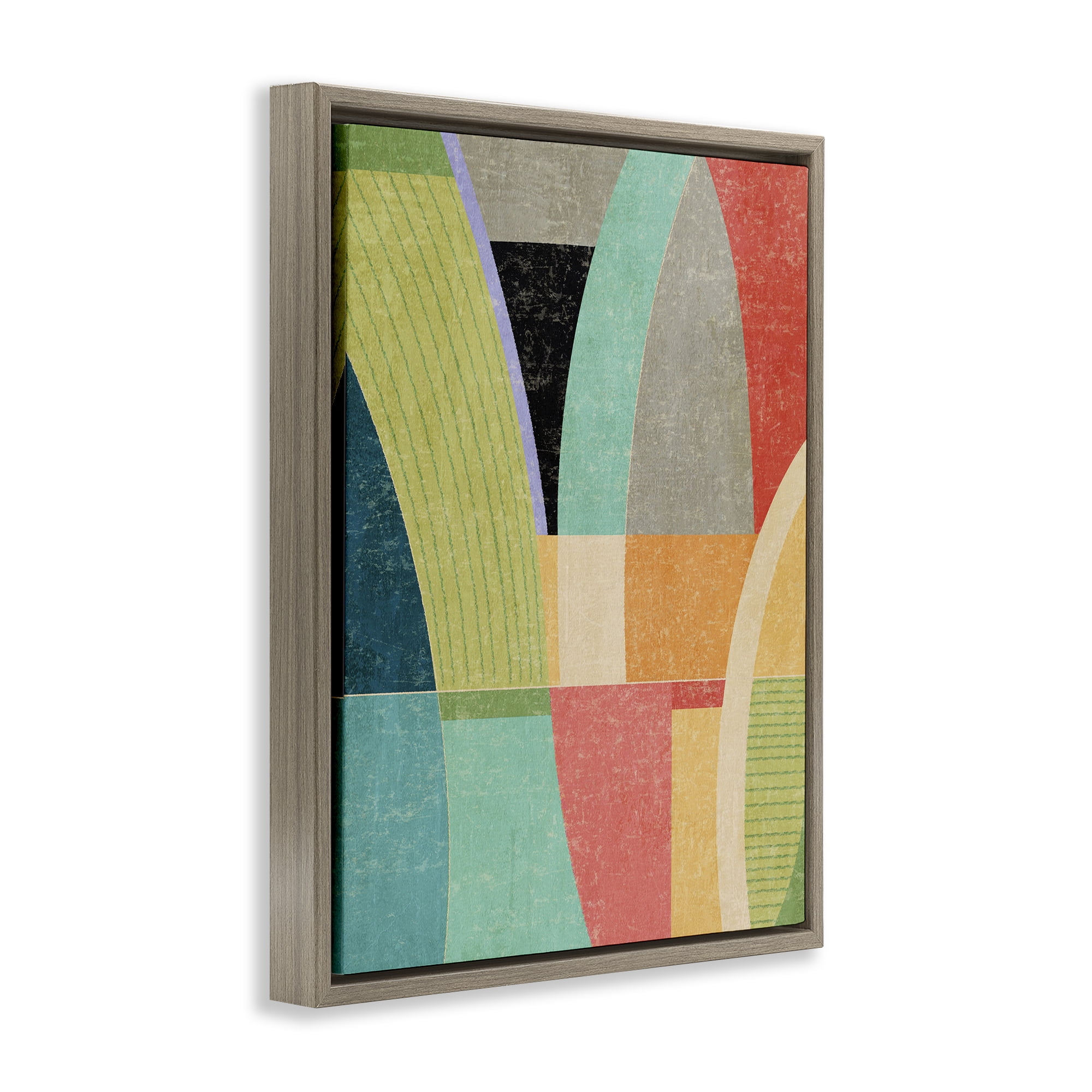 Stupell Industries Retro Geometric Archways Brown Framed Floater Canvas Wall Art, design by Suzanne Nicoll