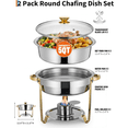 thumbnail image 3 of BeesClover Ensemble de Plats Ronds Anti-Frottement en Acier Inoxydable 5 Qt, Réchaud de Buffet avec Couvercle Transparent et Porte-Carburant, Convient aux Mariages, aux Événements de Traiteur et aux Repas à la Maison, 3 of 7
