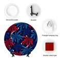 thumbnail image 4 of Zufioo Red White Blue Fireworks Print Bone China Decorative Plate, Ceramic Dinner Plate with Stand Ceramic Decoration Homewares-10in, 4 of 6