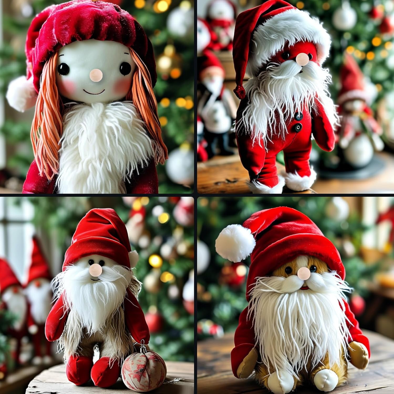 ABCISI 4PCS Faux Fur Ribbon, Fluffy Christmas DIY Craft Shaggy Synthetic Plush Patch, Sewing Fur Cuts for Party Decoration Winter Costume Gnome Beard Fur Ball Carpet Pet Pad (4-Color, 59.06"Lx1.97"W)