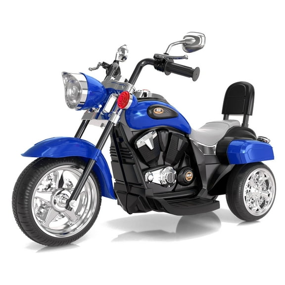 XJD Kids Electric Motorcycle, 6V Battery Powered Ride on Chopper Motorcycle with Horn, Headlights, 3 Wheels Electric Motorcycle for Children, Blue