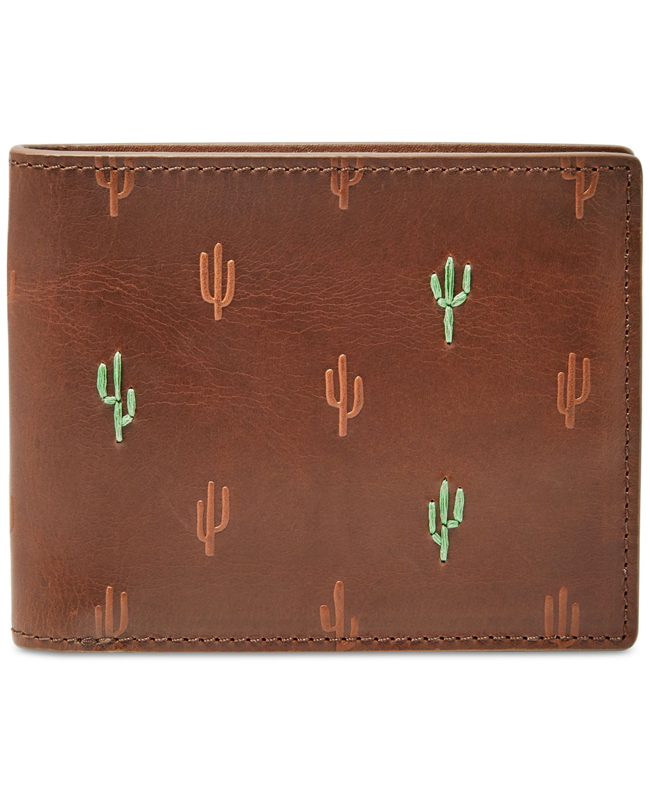 Personalized Cactus Genuine Leather Checkbook Cover