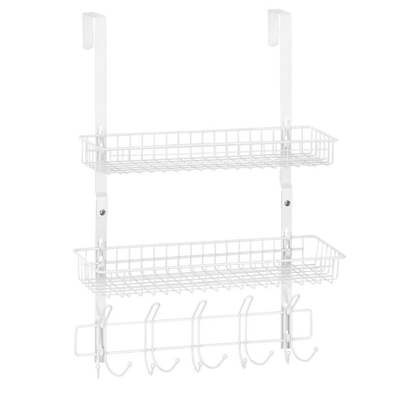 White 3-Tier Back of Door Hook Rack for Hats, Bags & More