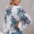 thumbnail image 3 of Pompotops Hauts pour Femmes Mode Sprint Grande Taille Manches Évasées Bandage Chiffon Col en V, 3 of 5