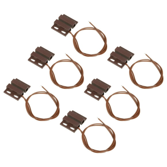 Unique Bargains Magnetic Reed Switch, 6 Pack NC Wired Magnetic Contact Switch, Brown