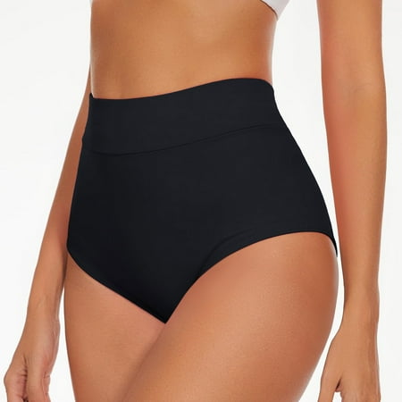Fainosmny For Women High Waist Yoga Shorts V Back Bikini Bottoms Swim Briefs Beach Shorts Ruched Bottom Swim Bottom Full Coverage Sports Yoga Shorts Swimbottom Split Bikini Bottom Black 2XL