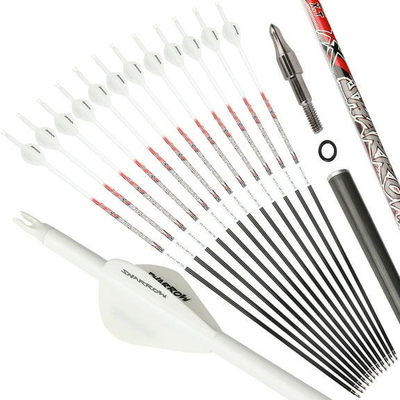 SHARROW XT 32 inch Pure Carbon Arrows ID6.2 SP300-800 Recurve Bow Compound Bow(12 Pack)