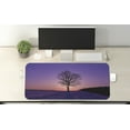 thumbnail image 2 of Nature Computer Mouse Pad, Oak Tree at Sunset Frozen Wintertime Snowy Field Evergreen Forest Evening Scenery, Rectangle Non-Slip Rubber Mousepad X-Large, 35" x 15", Purple Peach, by Ambesonne, 2 of 2