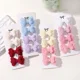 thumbnail image 3 of Juego de pinzas para el pelo de color caramelo para niñas, lazo de doble capa, lindo flequillo, pasador de algodón seguro, accesorios para el cabello para bebés, 4 unids/set, 3 of 5