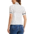thumbnail image 3 of INSPIRE CHIC Women's Polka Dots Blouse Peter Pan Collar Bow Tie Neck Puff Sleeve Vintage Shirt Top XS White, 3 of 6