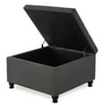 thumbnail image 5 of 30 Inches Square Storage Ottoman with Wooden Legs Foot Rest Stool, Upholstered Button Tufted Square Footstool Storage, Comfortable Seat with Lid, Space-Saving for Living Space, Dark Grey, 5 of 9