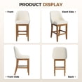 thumbnail image 6 of Set of 2 Upholstered Counter Height Bar Stools in Sleek Faux Leather with Solid Rubberwood Legs for Kitchen Island, 6 of 8