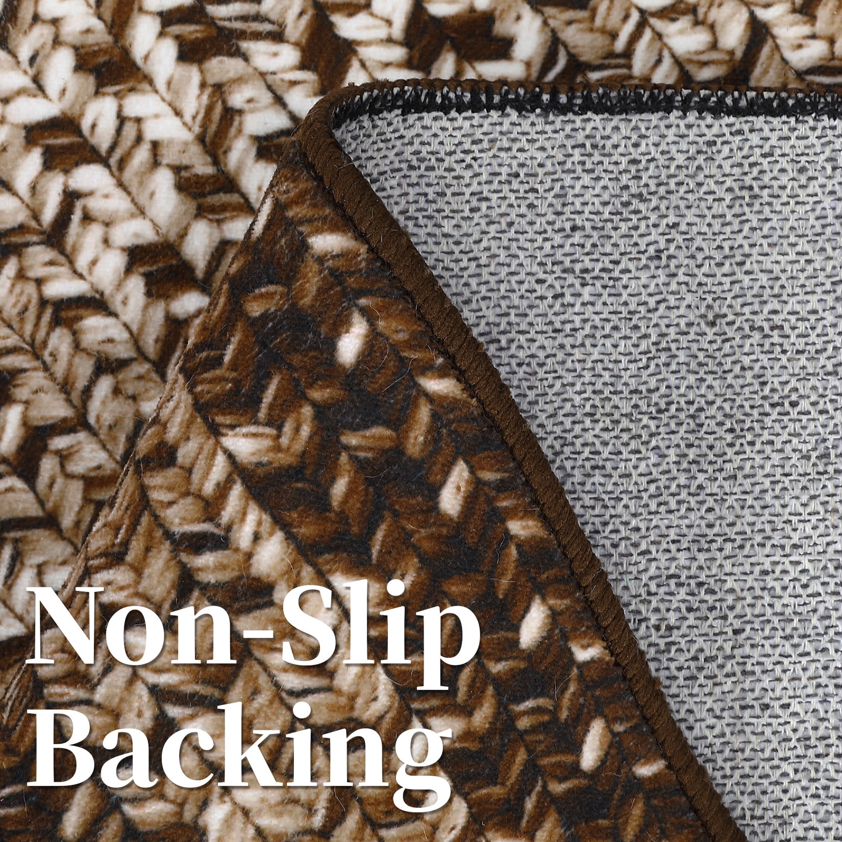 Aoile 9'x12' Washable Area Rug, Geometric Printed Rugs with Non Slip for Living Room Bedroom Dining Room, Brown