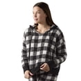 thumbnail image 4 of MeMoi Women's Buffalo Check Cozy Knit Drawstring Hoodie - Womens - Female, S-M, Black-Ivory, 4 of 5