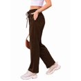 thumbnail image 3 of Women'S Wide Leg Sweatpants High Waisted Baggy Interior Drawstring Sweatpants Straight Leg Sweat Pants Brown S, 3 of 7