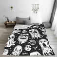 thumbnail image 5 of Rateoe Black White Spooky Ghosts Print Fuzzy Fleece Throw Blanket Extra Large,Super Soft,Fluffy and Warm Blankets for Couch,Bed,All Season Use (40"x30"), 5 of 8