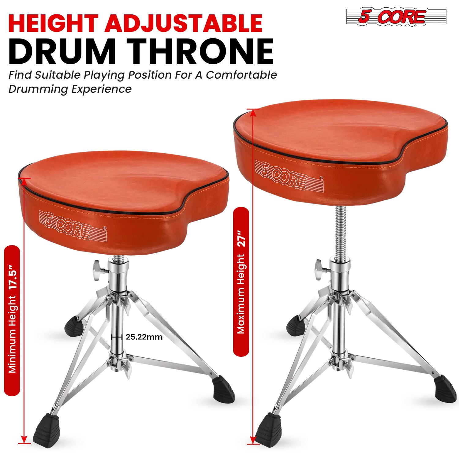 Drum Throne Padded Guitar Stool Saddle Drummer Seat for Adults & Kids