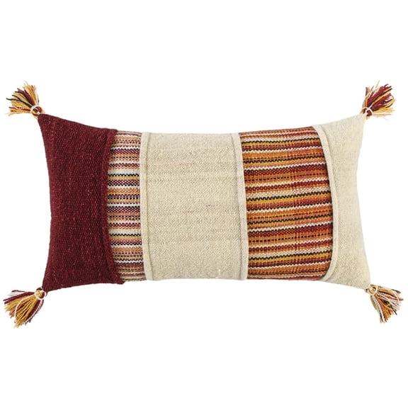 Rizzy Home 14" x 26" Down Filled Pillow with Multi-Color Wool Cover