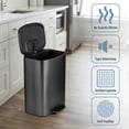 thumbnail image 4 of MAGMA LIFE Bote de Basura Smart Step 50L Rectangular de Pedal con Tapa,Cierre y Apertura Suave, Filtro Anti-olor, Acero Inoxidable Antihuellas, Cubo Interior Extraible (Negro), 4 of 8