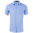 thumbnail image 1 of Camisas a cuadros, camisa casual de manga corta para hombre, camisa tradicional de corte regular, 1 of 8