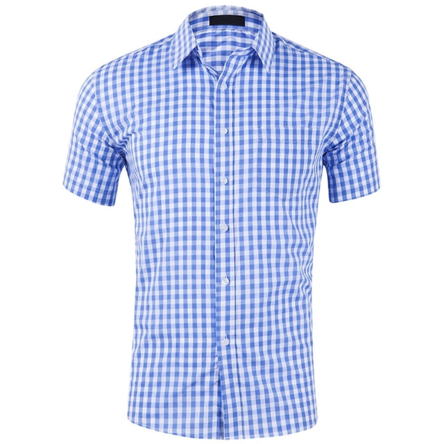 Camisas a cuadros, camisa casual de manga corta para hombre, camisa tradicional de corte regular