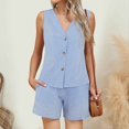thumbnail image 4 of Women’s Summer Casual 2 Piece Short Sets 2026 Button Suit Vest Tops Shorts Dressy Business Work Outfits 2 Piece Sets For Women, 4 of 8