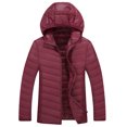 thumbnail image 4 of JTieacloth Men's Warm Fleece Jacket Lightweight Winter Jacket Warm Quilted Padded Coat For Cold Weather Windproof Outdoor Insulated With Hood Red, 4 of 4