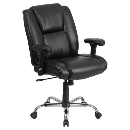 Sharp Series Leather - Flash Furniture HERCULES Series 400-Pound Capacity Big & Tall Black Leather Swivel Task Office Chair with Height Adjustable Arms