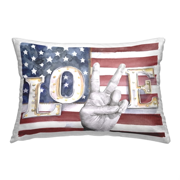 Stupell Industries Americana Love Flag Decorative Printed Throw Pillow, 14 x 20
