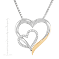 thumbnail image 3 of Women's Finecraft 1/8 cttw Diamond Double Heart Pendant Necklace in Sterling Silver and 14kt Yellow Gold, 18", 3 of 3