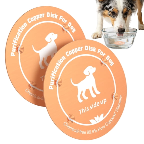 Copper Disk for Dog Water Bowl Dispenser, 4-Inch 0.6mm Pure Copper Disc with 4-Point Support, Natural Water Purification Insert for Pet Bowls