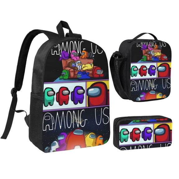 among us Three piece backpack set young backpack combination backpack lunch bag pencil case