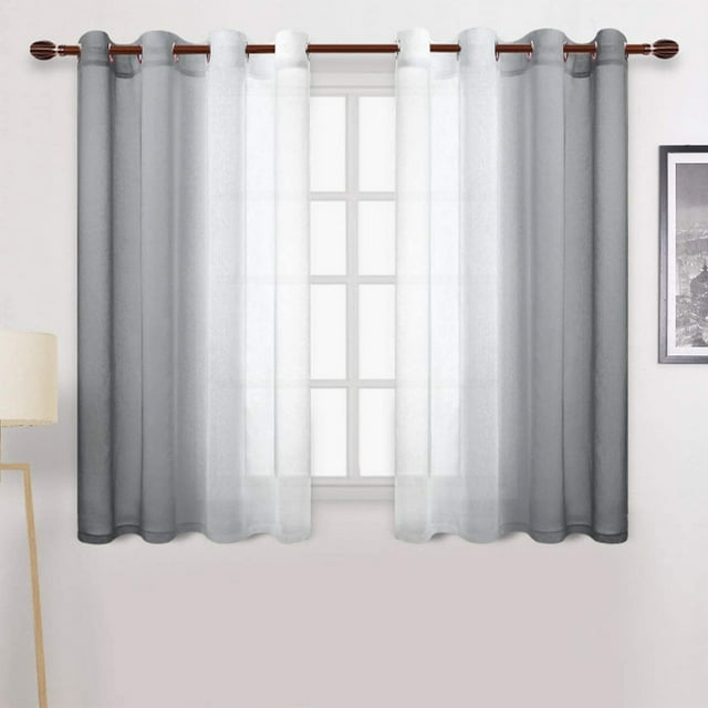 UKAP Rideaux Traitements Rideaux Décoration Maison Voile Transparent Luxe Intérieur Gris 132x140cm/52*55 Po