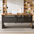 thumbnail image 3 of Tribesigns 63" L-Shaped Computer Desk, Modern Wooden Executive Desk for Home Office, Walnut, 3 of 7