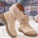 thumbnail image 4 of Botas de nieve peludas de invierno para mujer de con punta redonda, cremallera lateral, tubo corto, además de terciopelo, informales, de algodón, para estudiantes, para correr, botas de vaquero., 4 of 6