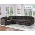 thumbnail image 2 of Hybition Modern Chenille Sofa Pull out Sofabed & Multifunctional Console-Brown, 2 of 9